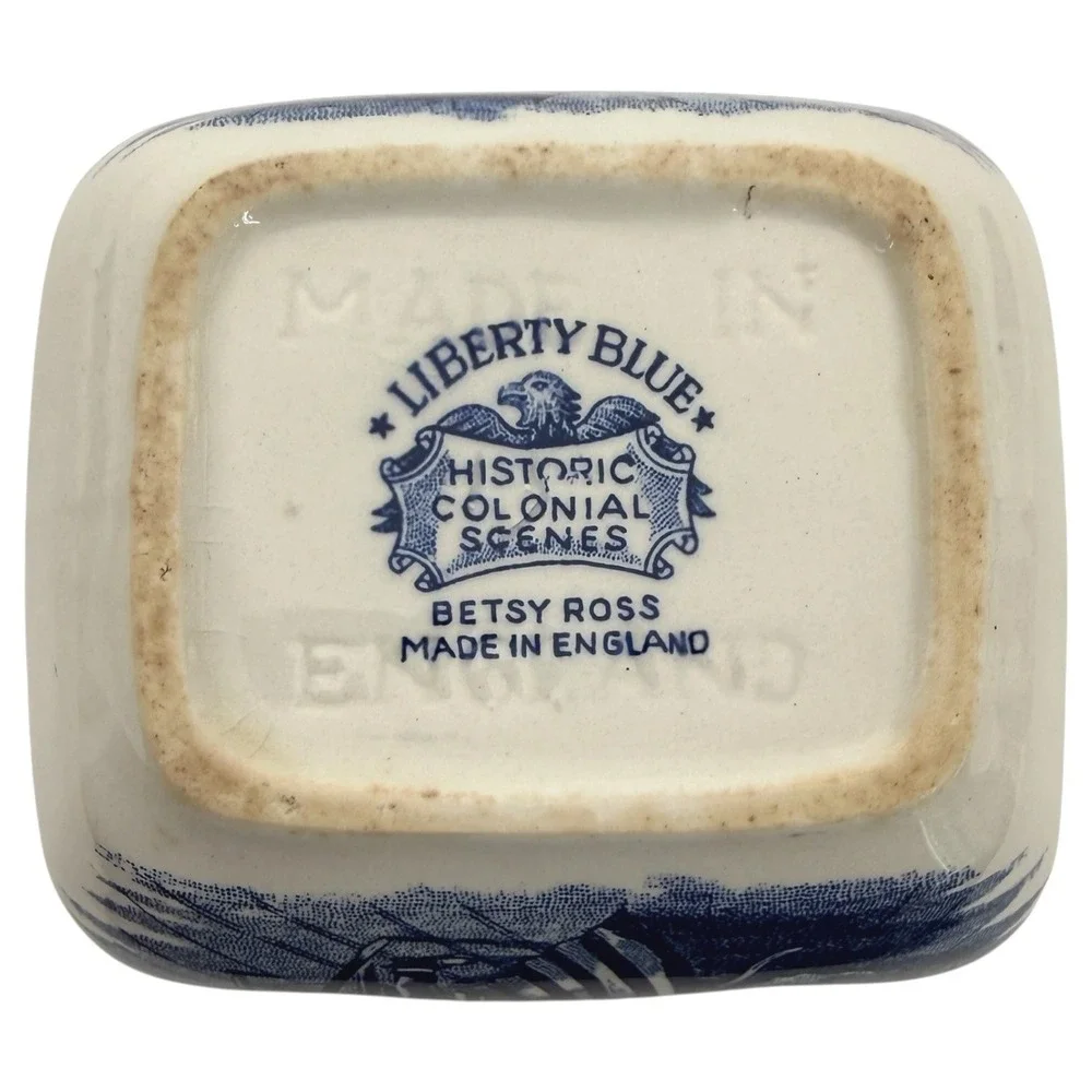 Liberty Blue Paul Revere Creamer & Betsy Ross Sugar Bowl Set England